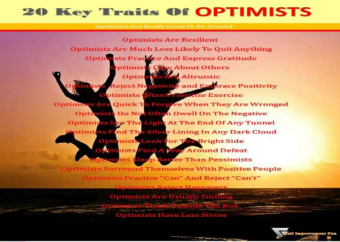 20 Key Traits Of OPTIMISTS infographic